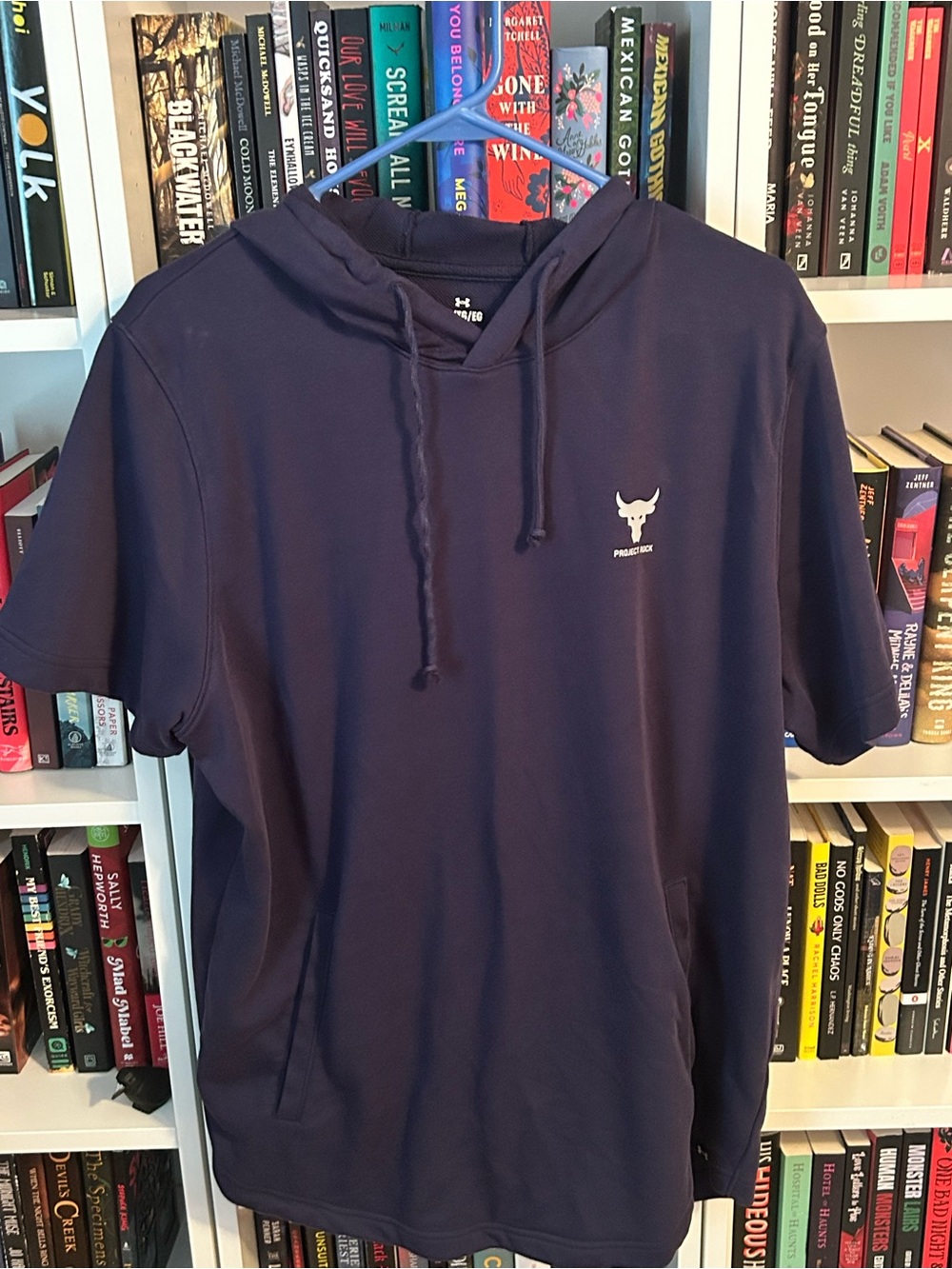 Under Armour Navy Project Rock Short-Sleeve Hoodie